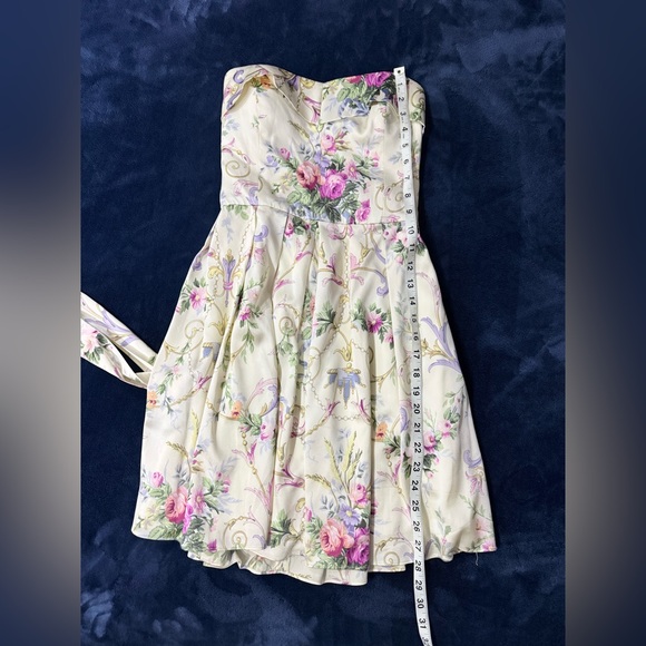 RARE GORGEOUS Y2K Vintage BETSEY JOHNSON silk cream floral dress size 6 HTF - Picture 4 of 12